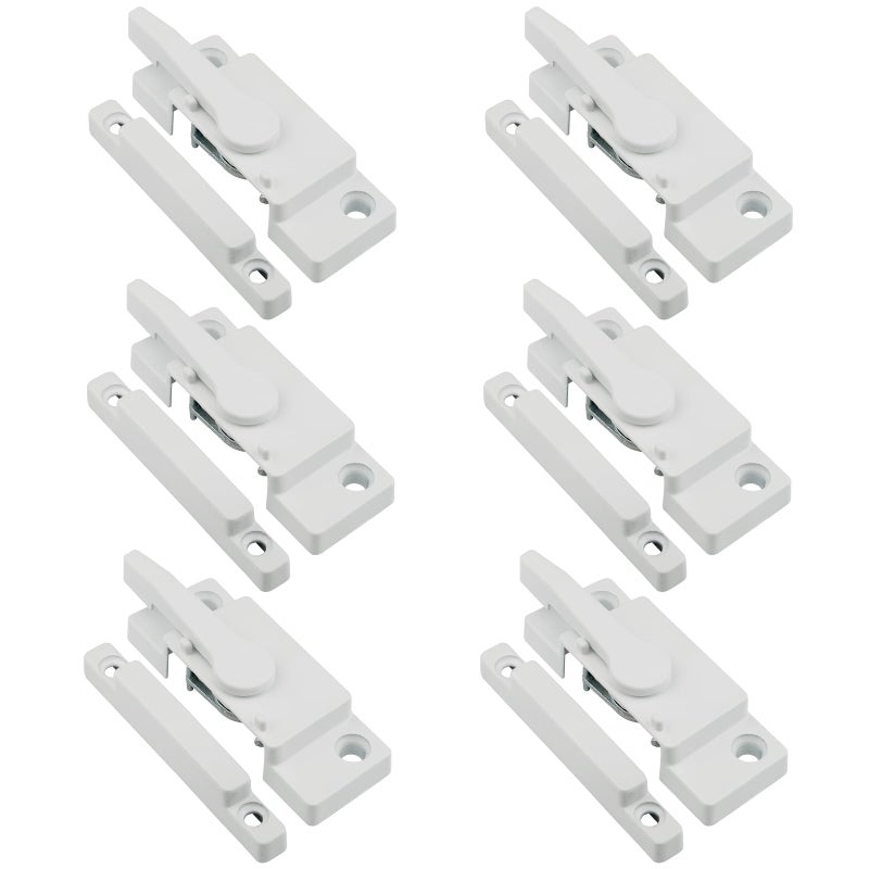 JPKTA 6 Pack Window Sash Locks Window Latch Cam Action White Window Locks for Double Hung Security Viny Window Latches with Keeper Diecast Replacement Parts for Vertical and Horizontal Sliding Windows - Image 1